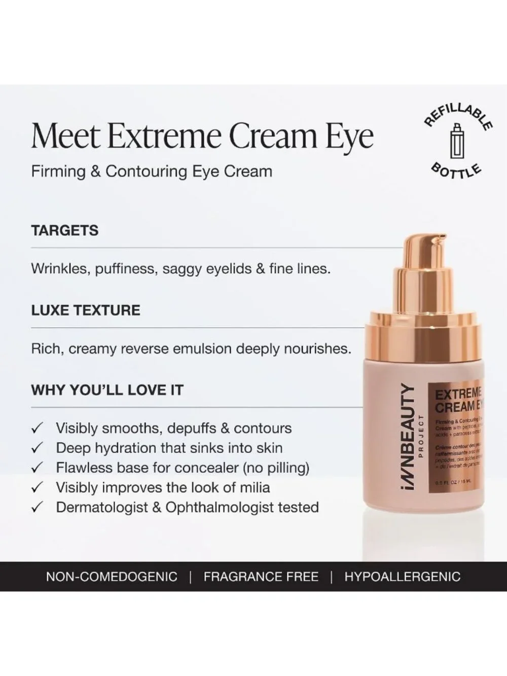 Extreme Cream Refillable Eye Cream 0.5 oz | Firming & Contouring with Peptides